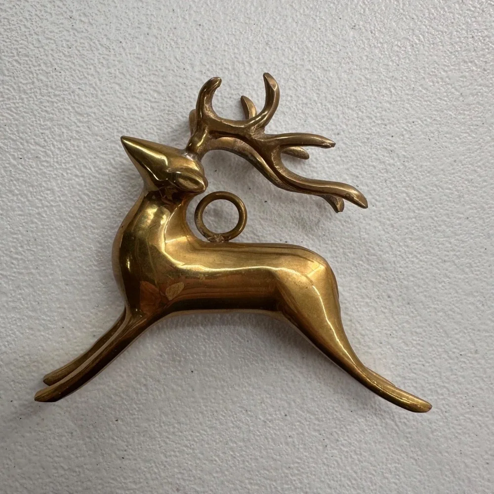 Gold & Brass Reindeer Figurines Set Of‎ 3 Holiday Decor Greenbrier International